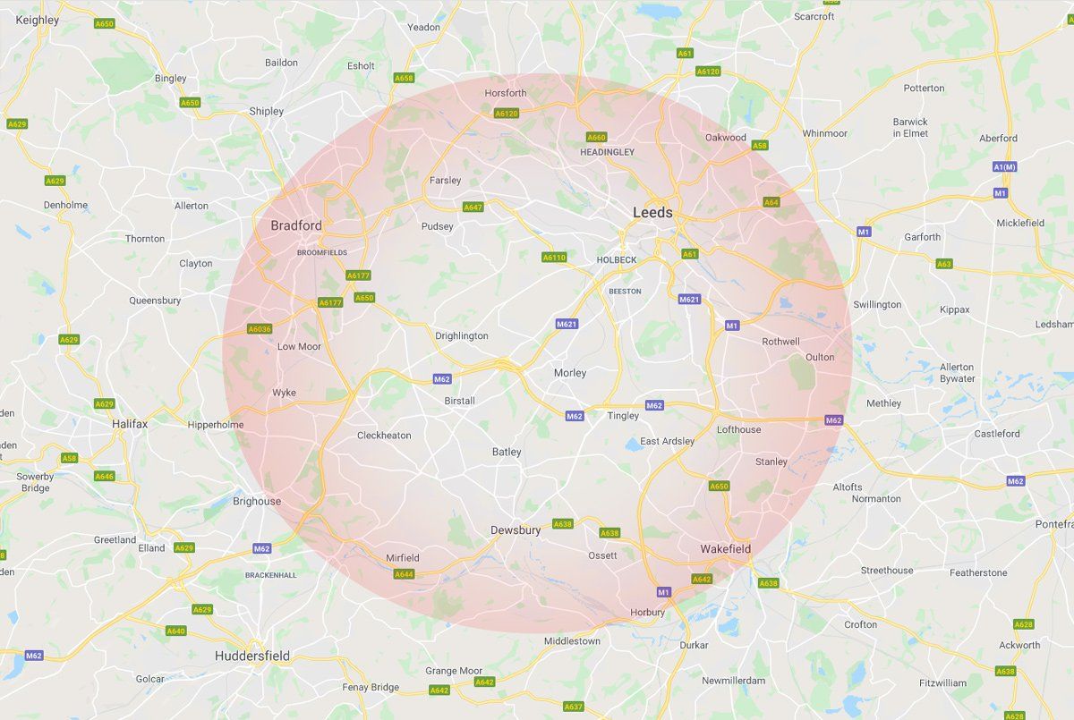 Map of Leeds & Bradford where Adam Plant covers