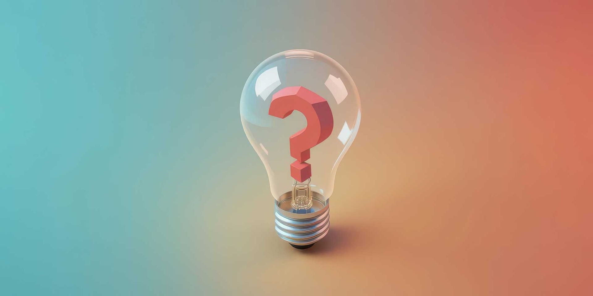 A light bulb with a red question mark inside of it.