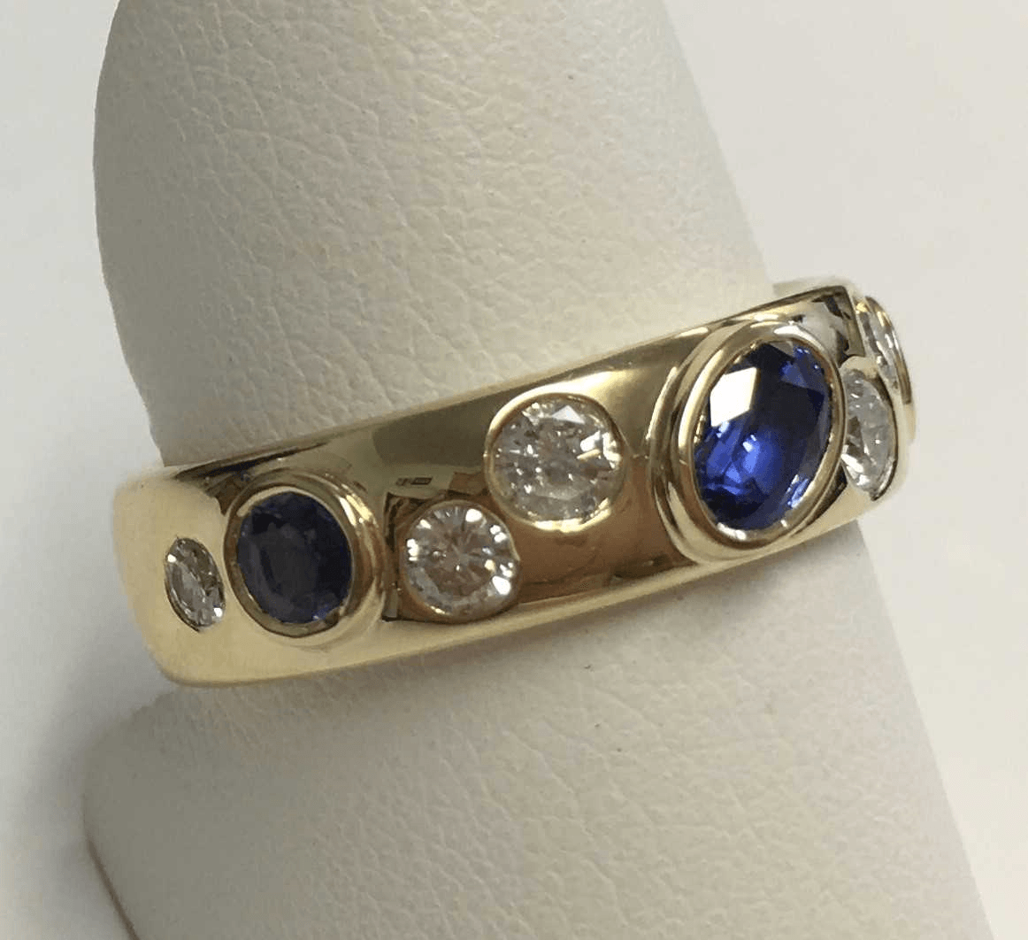 Jewellery Domain | Silver Wide Set Multi Stone Ring - R10088CZ