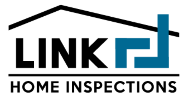 Logo for Link Home Inspections: Black text "LINK" with a blue angular shape. Below, "HOME INSPECTIONS".