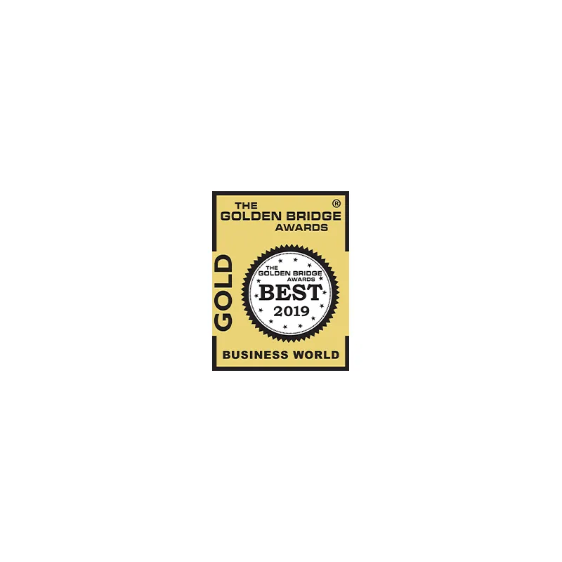 Gold Golden Bridge Awards 2019 badge. Contains