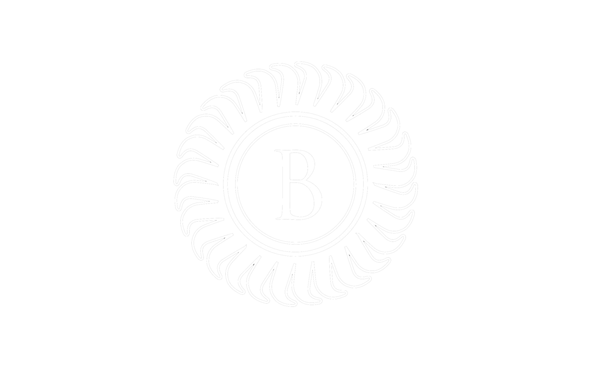 Un logo bianco con un cerchio al centro su sfondo bianco.