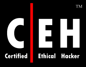 A certified ethical hacker logo on a black background
