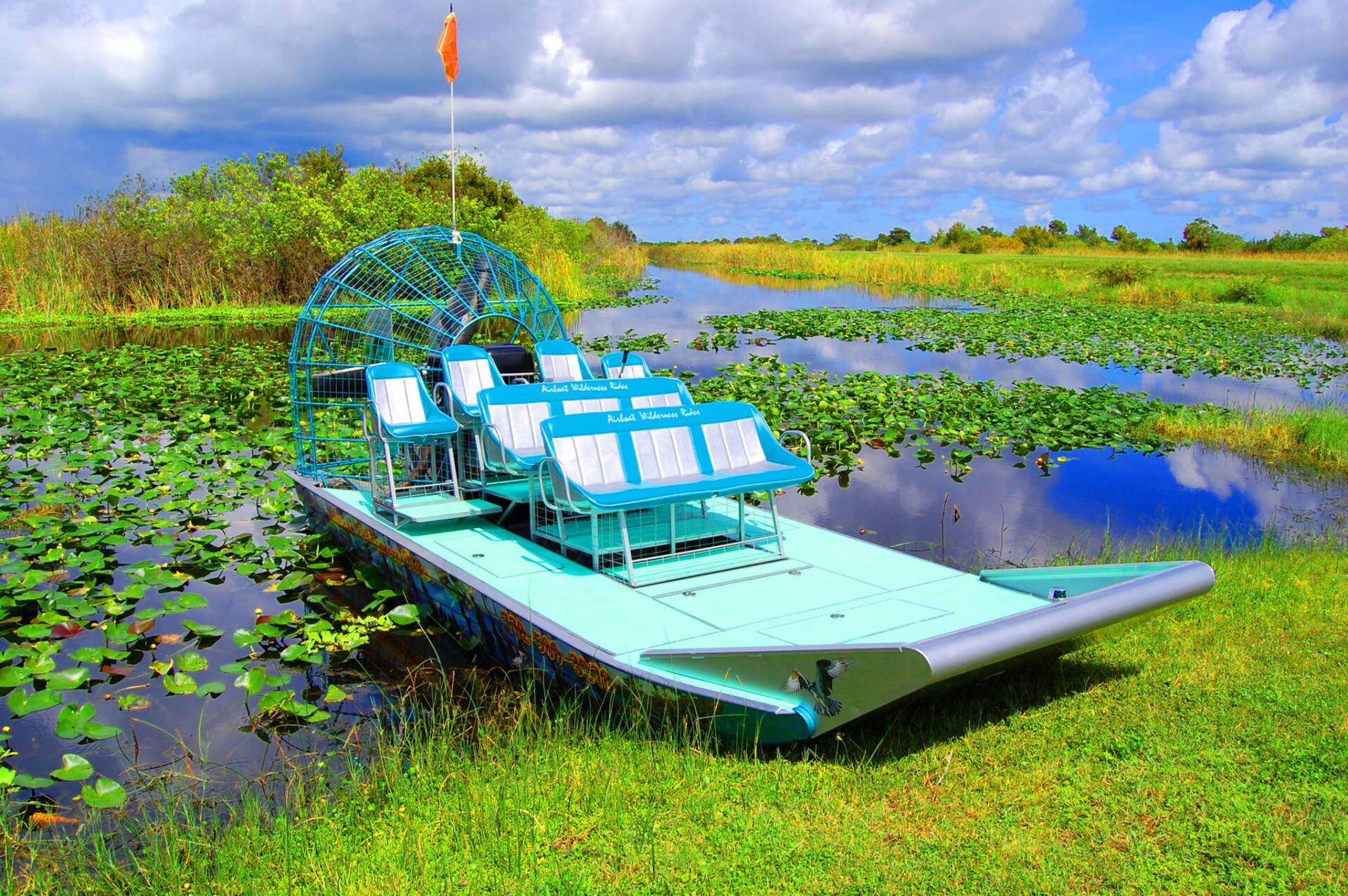 Parked airboat for tours