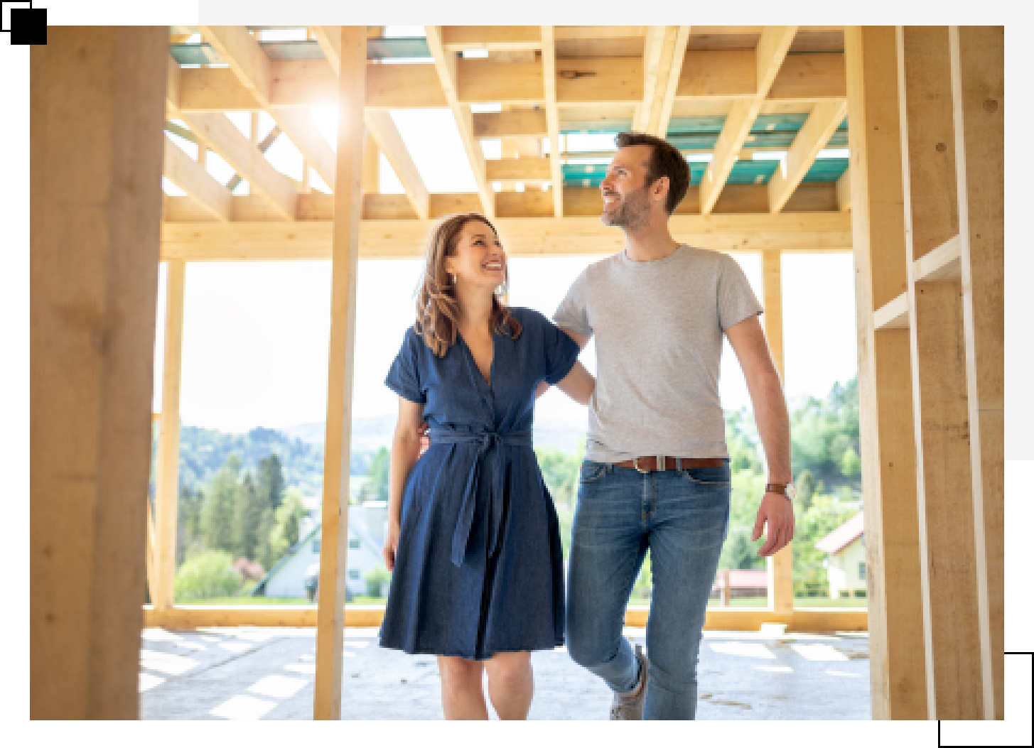 Happy man and woman for the new home