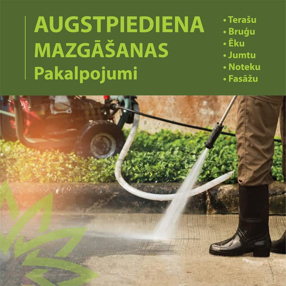 Augstspiediena mazgāšana, jumtu mazgāšana, bruģa mazgāšana, terases mazgāšana, augstpiediena mazgāšana