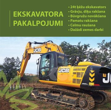 Ekskavatora pakalpojumi, 24t ķēžu ekskavators, Grāvju, dīķu rakšana, Būvgružu novākšana