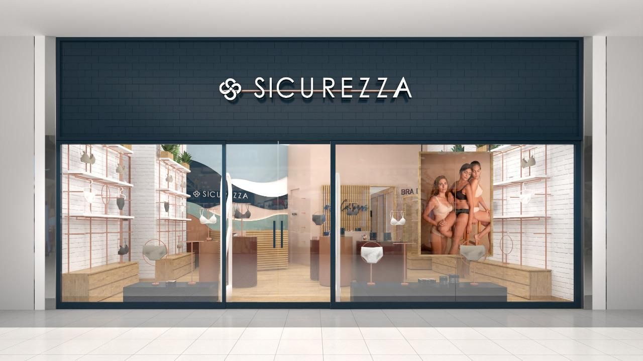 Un escaparate con un cartel que dice seguridad.