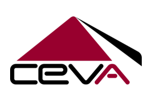 Un triángulo rojo con la palabra ceva en él.