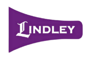 Un logotipo de Lindley morado y blanco sobre un fondo blanco.