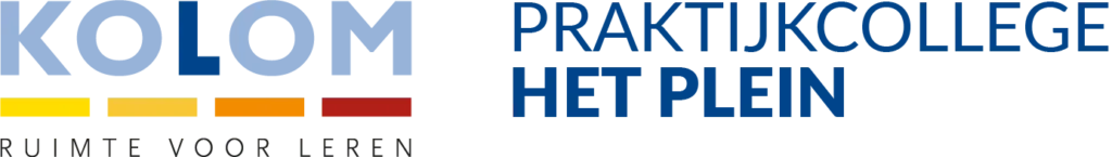 Logo for Kolom Praktijkcollege Het Plein, blue and orange color scheme.
