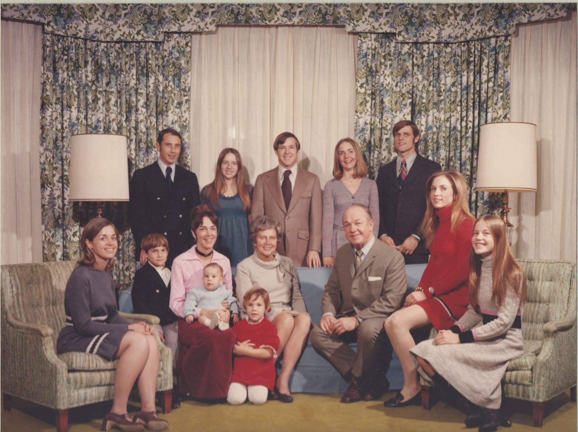 The Cahill Family in the Garden Room, c. 1970-1974. Morven Archive.