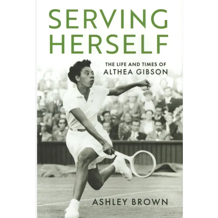 Book cover: Althea Gibson in tennis whites, swinging a racquet. Title 