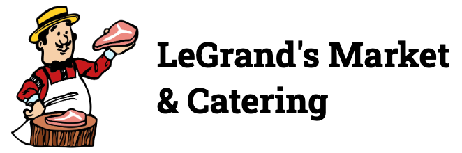 A butcher in a hat holding meat near 