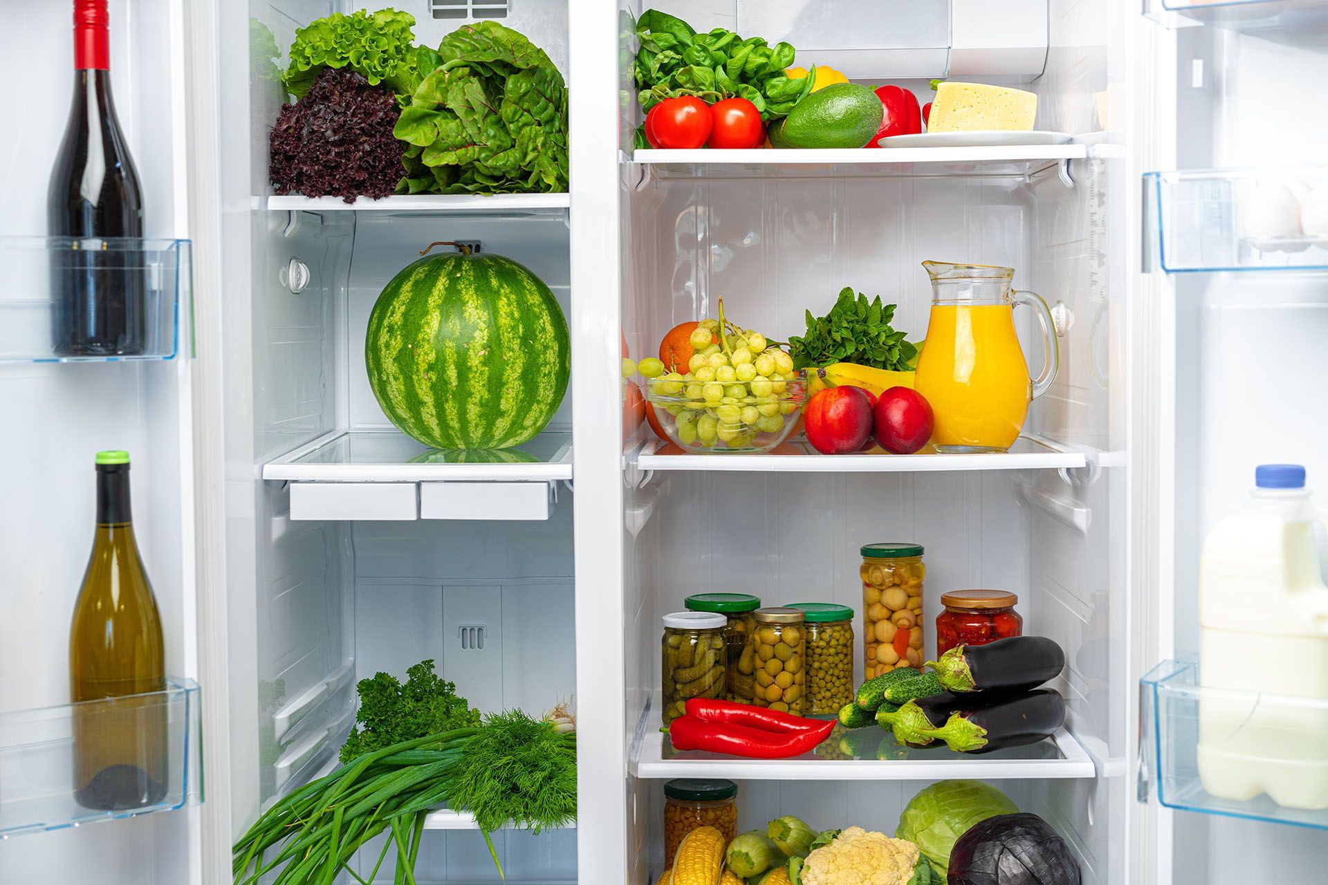 fruits and vegetables on refrigerator