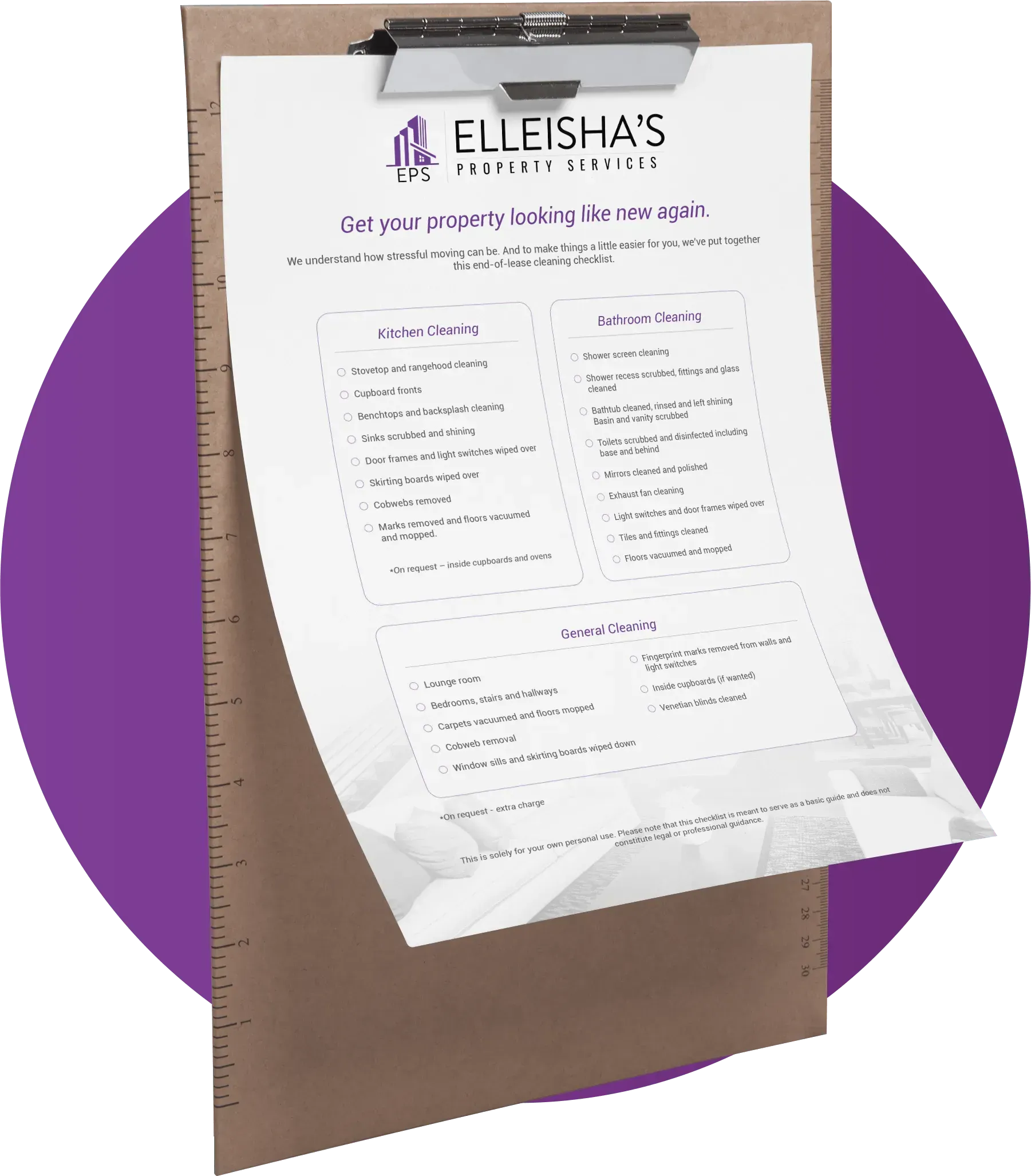 Elleisha's End of Lease Cleaning Checklist