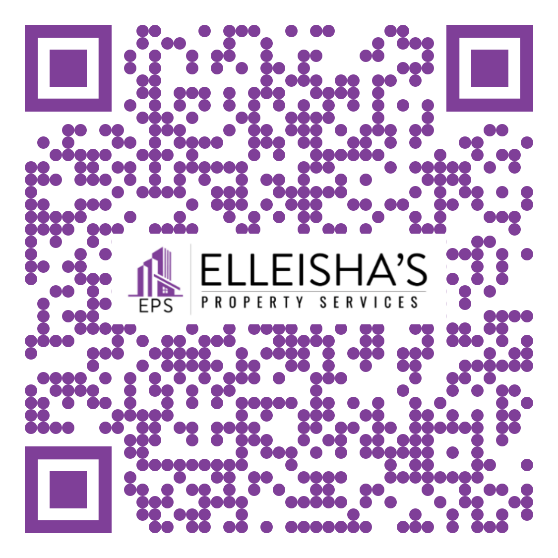 A purple QR code for Elleisha 's Property Services