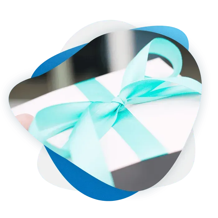 a gift with a bright colored ribbon