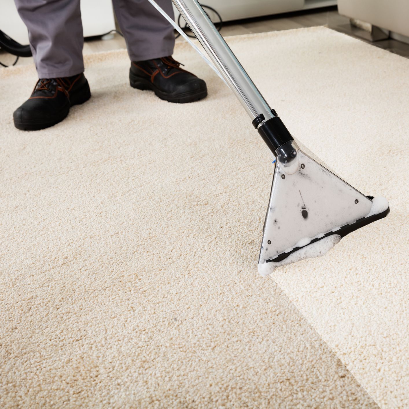 Elleisha's Property Services & Support (EPSS) carpet cleaner doing a professional clean at a property in Newcastle