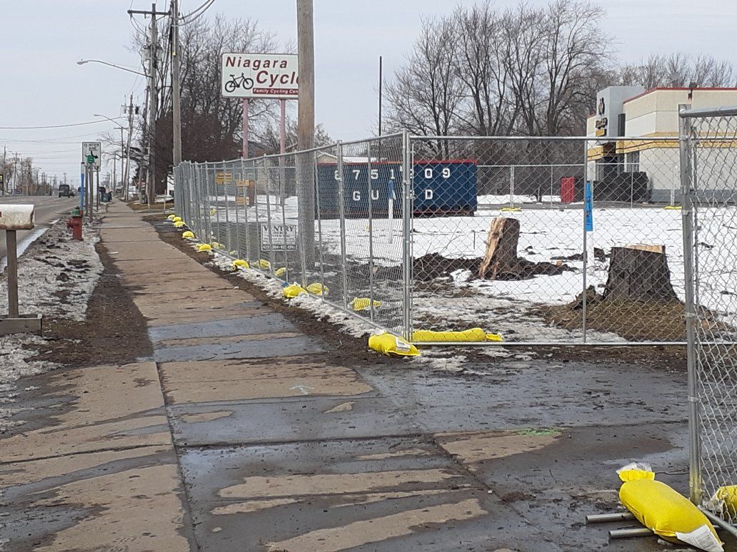 Temporary fences installed at a construction site