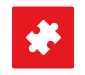 White puzzle piece icon on a red square. | Autobahn Performance Inc