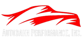 Red car silhouette with "Autobahn Performance, Inc." text below on white background. | Autobahn Performance Inc