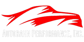 Red car silhouette with "Autobahn Performance, Inc." text below on white background. | Autobahn Performance Inc