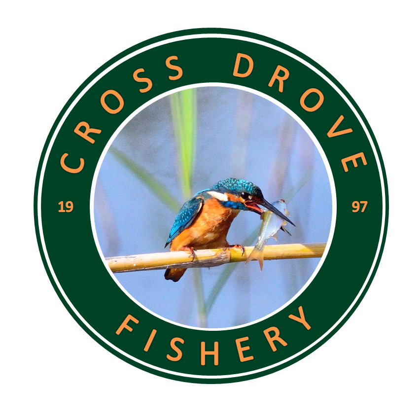the logo for cross drove fishery shows a bird with a fish in its beak