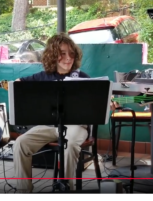 Me playing to an MJ track with my teacher Jon at Mellow Mushroom.
