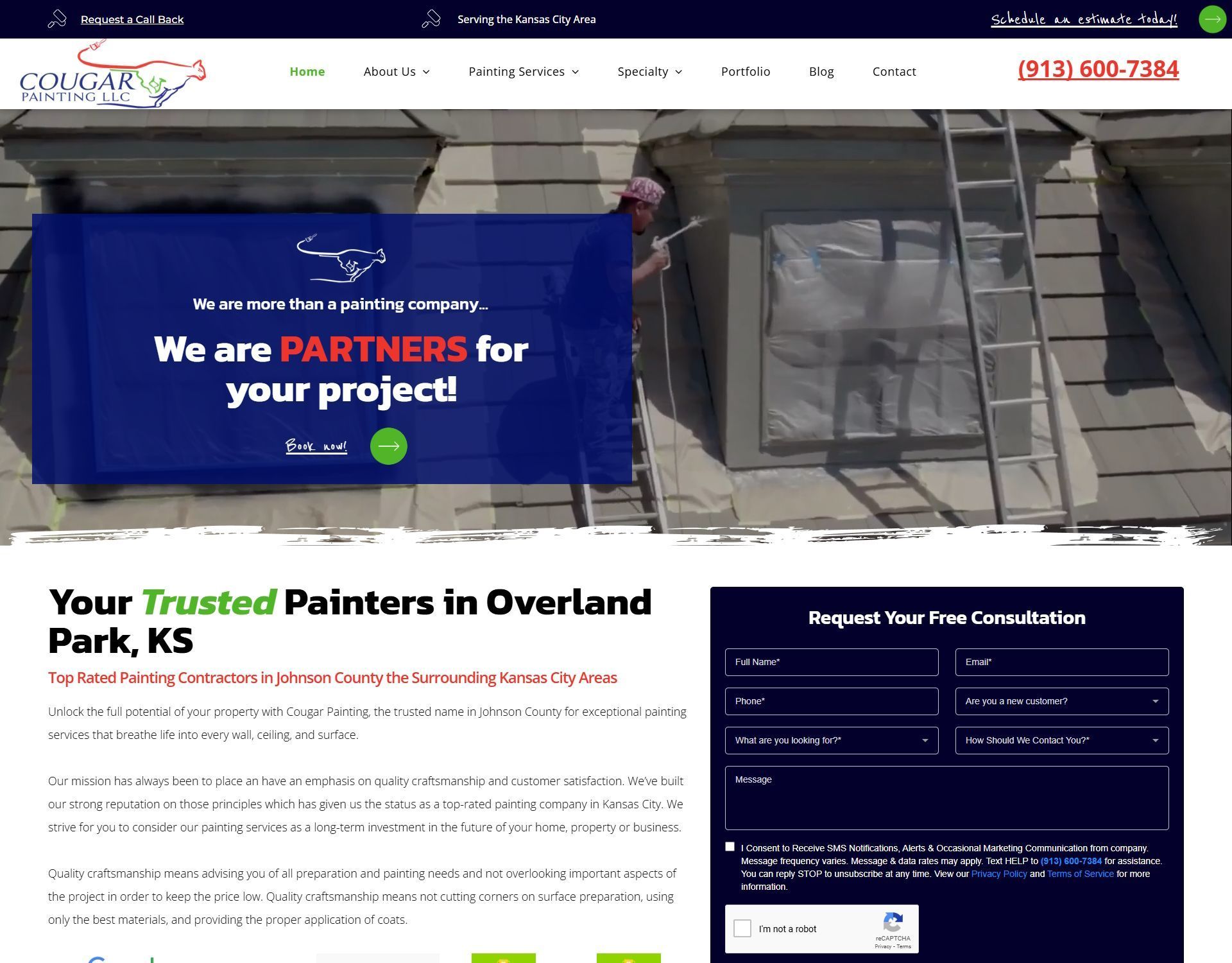 Cougar painting website homepage