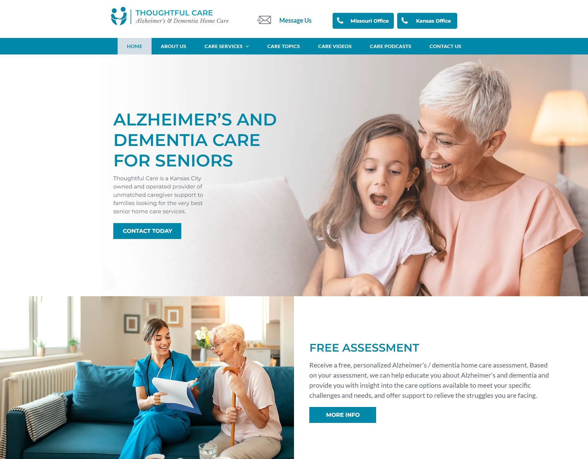 Thoughtful care website homepage