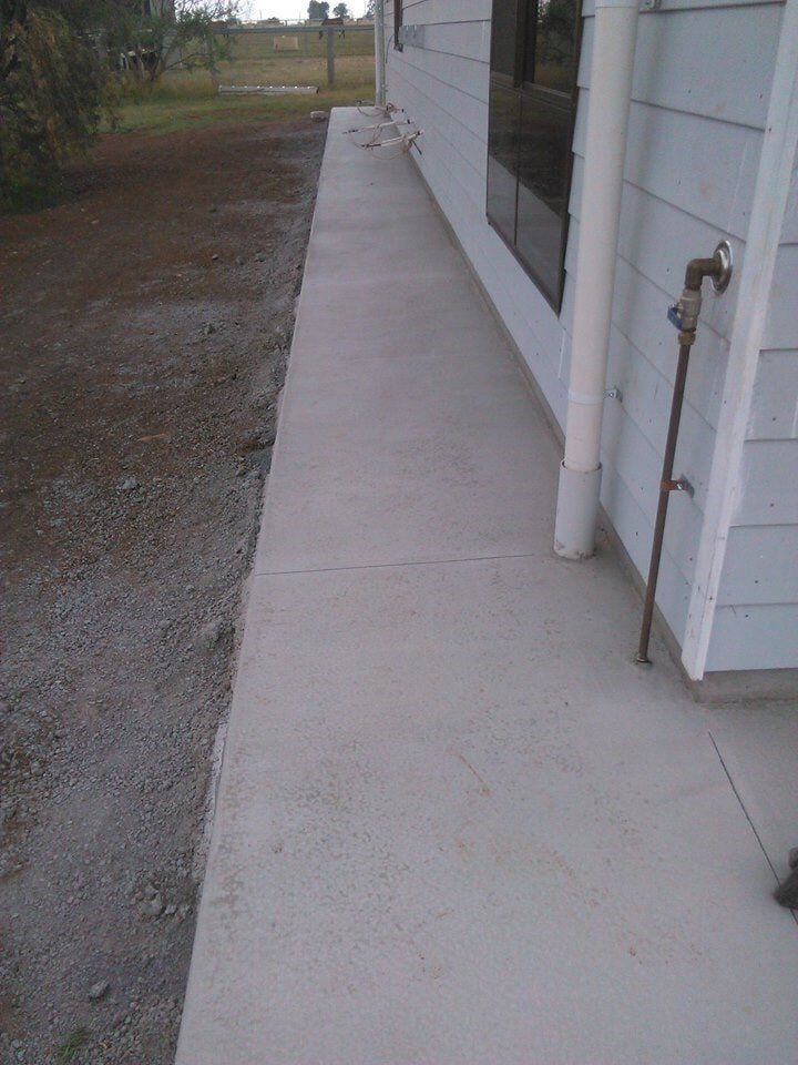 Dried concrete slab around house