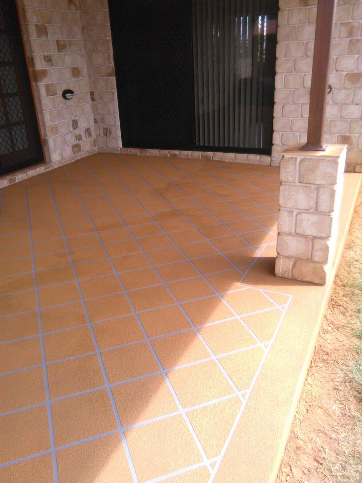 45 degree stencil pattern concrete - decorative concrete Toowoomba, QLD