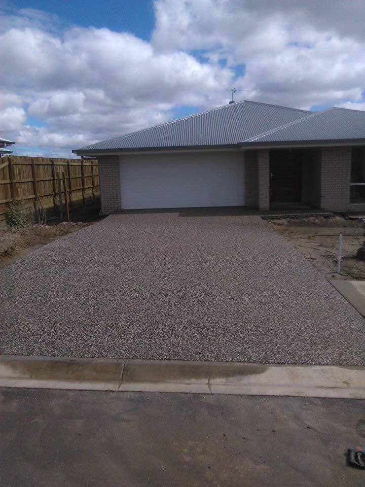 Exposed aggregate concrete driveway - Toowoomba, QLD