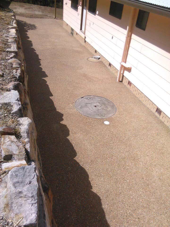 Exposed aggregate concrete in backyard - Toowoomba, QLD