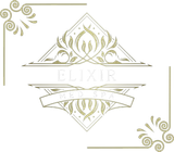 A gold and white logo for elixir beauty spa
