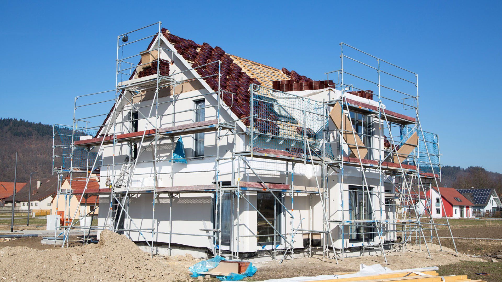 A house is being built with scaffolding around it — Gardena, CA — South Bay Scaffold & Ladder, Company Inc.