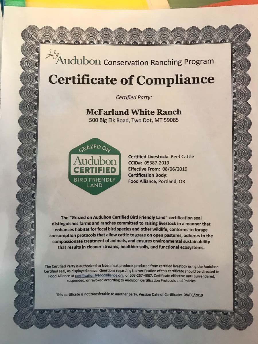 Our Certifications Cattle Ranch, Pasture Raised Beef Two Dot, MT