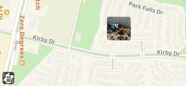 A map of a neighborhood with a picture of a person on it.