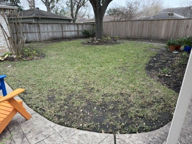 A lawn with a tree in the middle of it