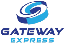 Gateway Express logo: blue and turquoise circular graphic above text "GATEWAY EXPRESS."