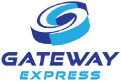 Gateway Express logo: blue and turquoise circular graphic above text "GATEWAY EXPRESS."