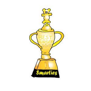 drawing of winners cup saying 1st place smarties nursery
