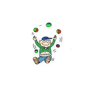 drawing of toddler juggling