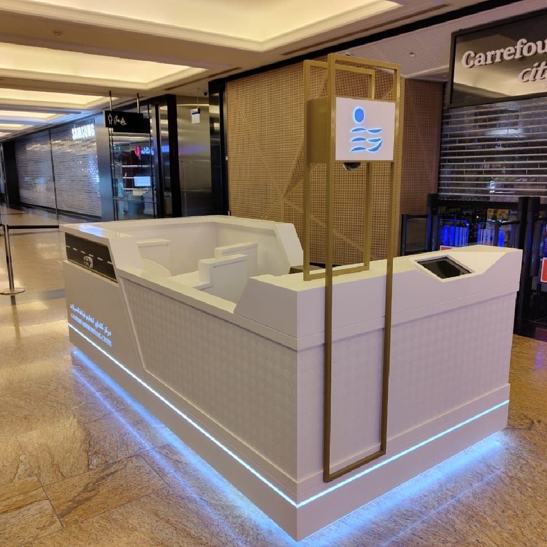 Custom retail kiosk design in Dubai by Concept Art Decor for commercial exhibition