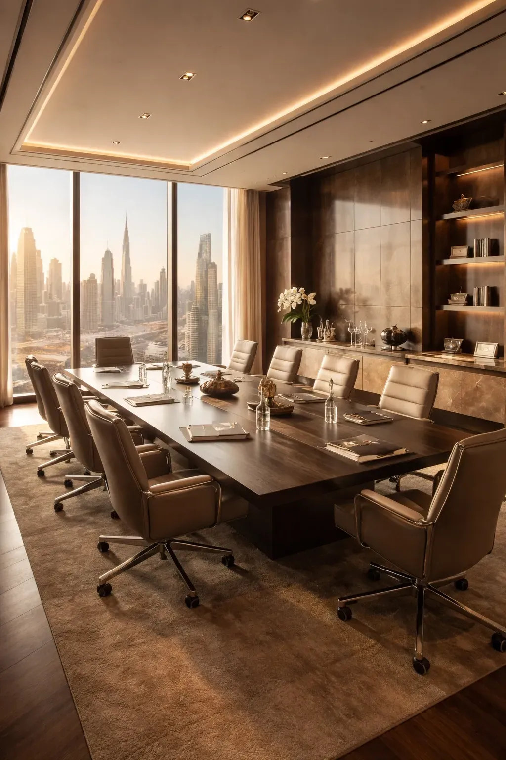 executive commercial boardroom interior in Dubai representing strategic business investment and corporate decision-making
