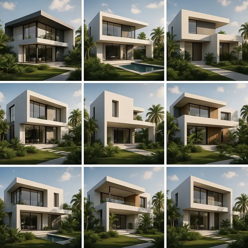 Hero image showing luxury modern concept-art villa designs, inspired by Dubai and UAE modern architecture.
