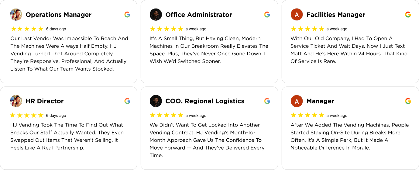 Six job listing cards with titles like 