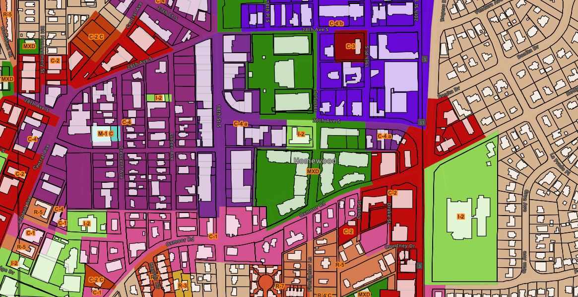 Homewood interactive zoning map