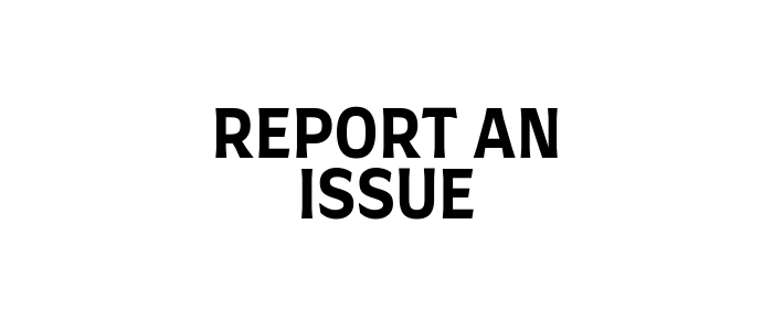 A red triangle with an exclamation point and the words report an issue